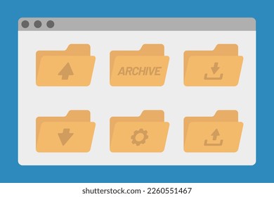desktop interface window with folders isolated simple ui vector flat illustration