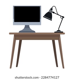 icono de escritorio y lámpara en escritorio