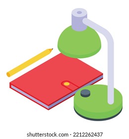 Desktop lamp icon isometric vector. Table desk. Office work