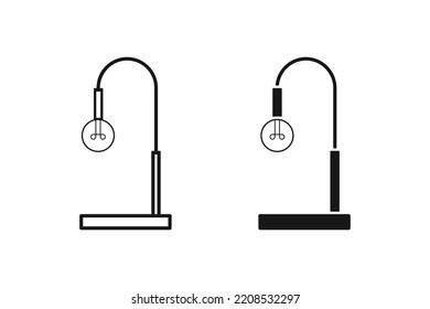 desktop lamp icon in modern style on light background, workplace, simple design, lightning symbol, lamp sign, vector illustration
