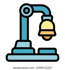 Desktop lamp icon outline vector. Class child. Study safety color flat