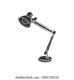 Desktop Lamp Icon Silhouette Illustration. Electric Light Home Vector Graphic Pictogram Symbol Clip Art. Doodle Sketch Black Sign.
