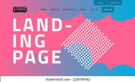 Desktop Landing Page For Web Website Template Design Example Front End Vector Graphic