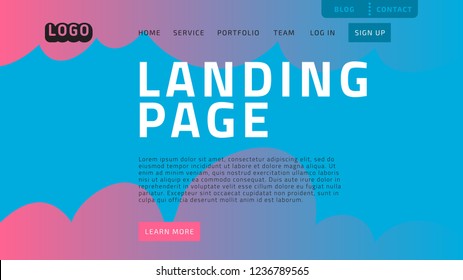 Desktop Landing Page For Web Website Template Design Example Front End Vector Graphic
