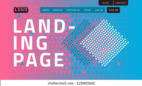 Desktop Landing Page For Web Website Template Design Example Front End Vector Graphic