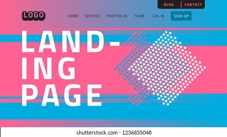 Desktop Landing Page For Web Website Template Design Example Front End Vector Graphic