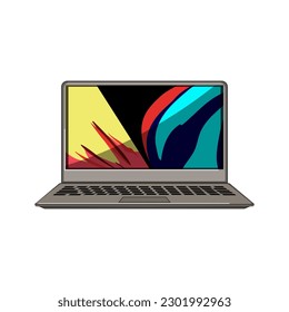 desktop laptop computer cartoon. business monitor, notebook screen desktop laptop computer sign. isolated symbol vector illustration