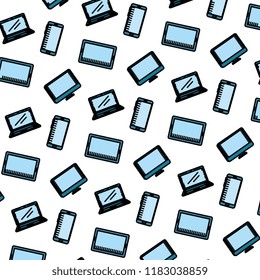 desktop with laptop and smartphone pattern
