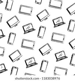 desktop with laptop and smartphone pattern