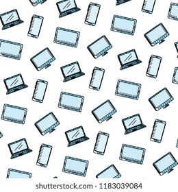 desktop with laptop and smartphone pattern
