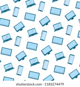 desktop with laptop and smartphone pattern