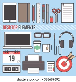 desktop laptop tablet computer element flat design vector illustration