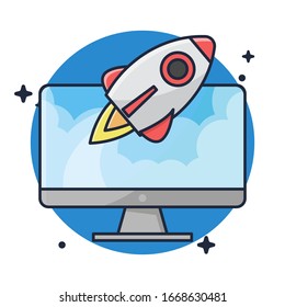 Desktop with Launch Illustration Icon