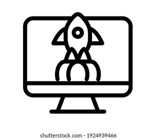 desktop launch startup single isolated icon with outline line style