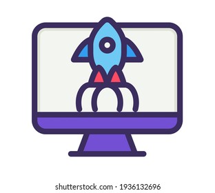 desktop launch startup single isolated icon with filled line style