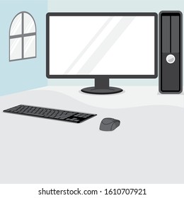 Desktop Logo Computer Workstation Icon Vector Illustration