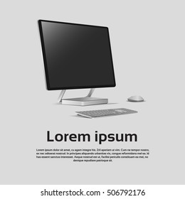 Desktop Logo Modern Computer Workstation Icon Vector Illustration