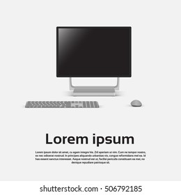 Desktop Logo Modern Computer Workstation Icon Vector Illustration