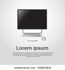 Desktop Logo Modern Computer Workstation Icon Vector Illustration