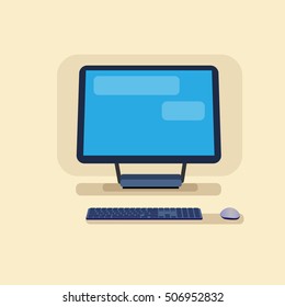 Desktop Logo Modern Computer Workstation Icon Vector Illustration