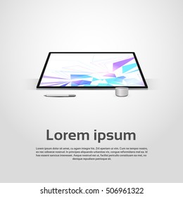 Desktop Logo Modern Computer Workstation Icon Vector Illustration
