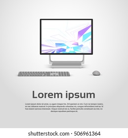 Logotipo de escritorio Icono de estación de trabajo de computadora moderna Ilustración de vectores