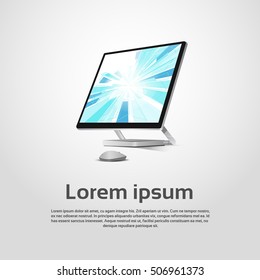 Desktop Logo Modern Computer Workstation Icon Vector Illustration