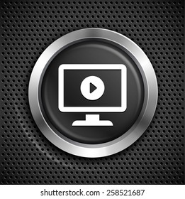 Desktop with Media Player on Black Round Button