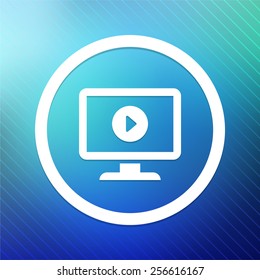 Desktop with Media Player on Blue Round Button