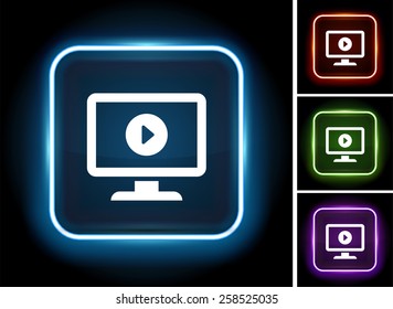 Desktop with Media Player on Glow Square Button