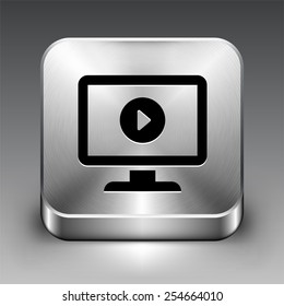 Desktop with Media Player on Silver Square Button