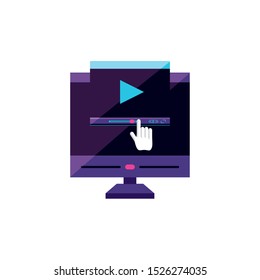 desktop with media player template vector illustration design