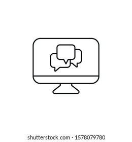 desktop messaging - minimal line web icon. simple vector illustration. concept for infographic, website or app.