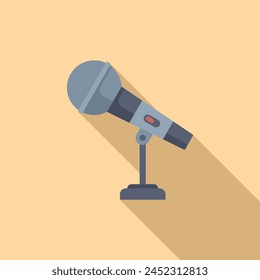 Desktop microphone icon flat vector. Speech tool. Training sound check