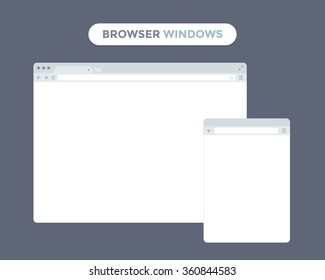 Desktop And Mobile Phone Browser Windows. Different Devices Web Browser