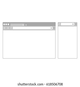 Desktop and mobile phone browser windows. Different devices web browser in flat design style.
