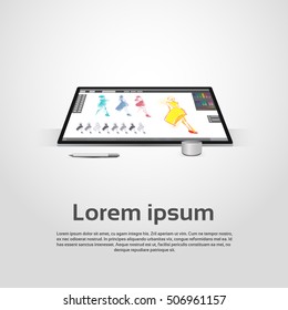 Desktop Modern Computer Graphic Designer Workplace Vector Illustration