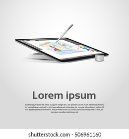 Desktop Modern Computer Graphic Designer Workplace - Vektorgrafik