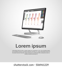 Desktop Modern Computer Graphic Designer Workplace Vector Illustration