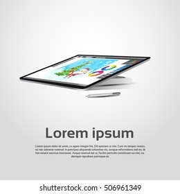 Desktop Modern Computer Graphic Designer Workplace Vector Illustration
