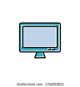 Desktop, monitor flat icon. Design template vector