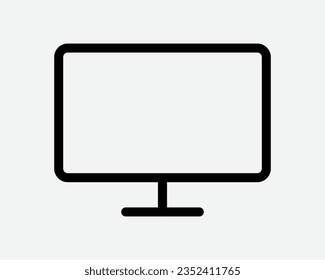 Desktop Monitor Icon Computer Display Screen TV Television LED LCD PC Laptop Device Blank Empty Black White Vector Sign Symbol Illustration Clipart