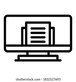 Desktop monitor icon. Outline desktop monitor vector icon for web design isolated on white background
