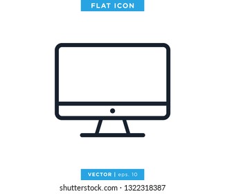 Desktop Monitor Icon Vector Design Template. Editable Stroke