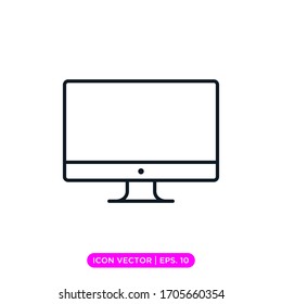 Desktop monitor line icon vector design template with editable stroke