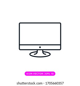 Desktop monitor line icon vector design template with editable stroke