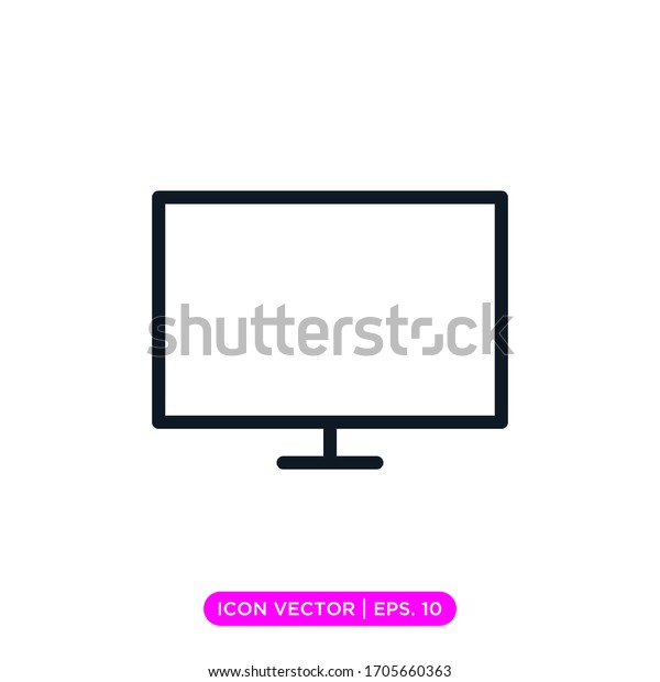 Desktop monitor line icon vector design template\
with editable stroke