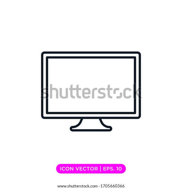 Desktop monitor line icon vector design template\
with editable stroke