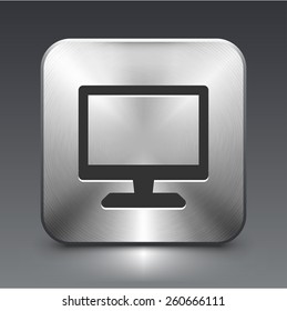 Desktop Monitor on Silver Square Button