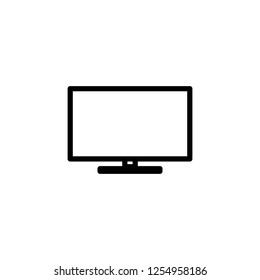 Desktop monitor, TV, Television with bar stand vector icon in line,outline style